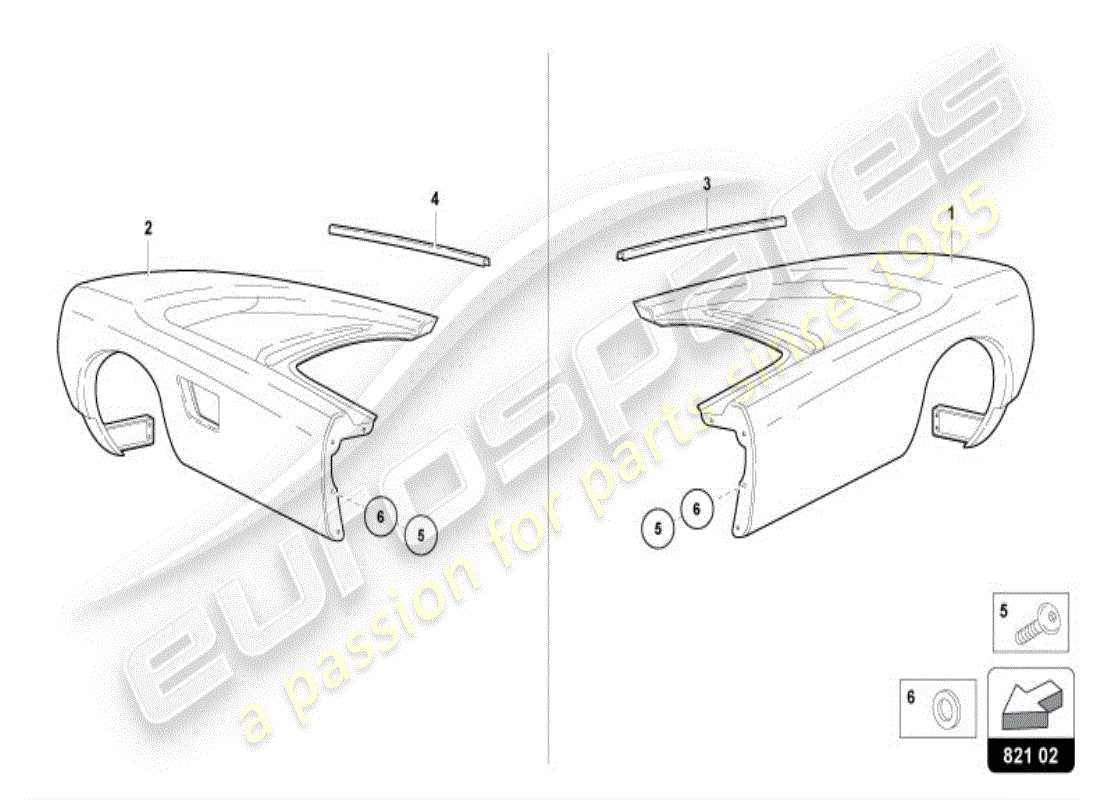 lamborghini diablo vt (1998) protector de ala trasero diagrama de piezas