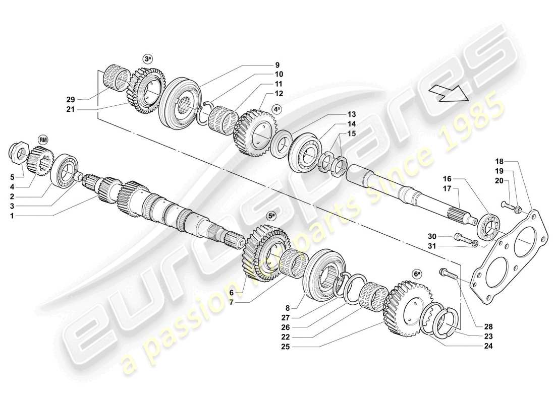lamborghini lp560-4 spider (2010) eje de entrada diagrama de piezas