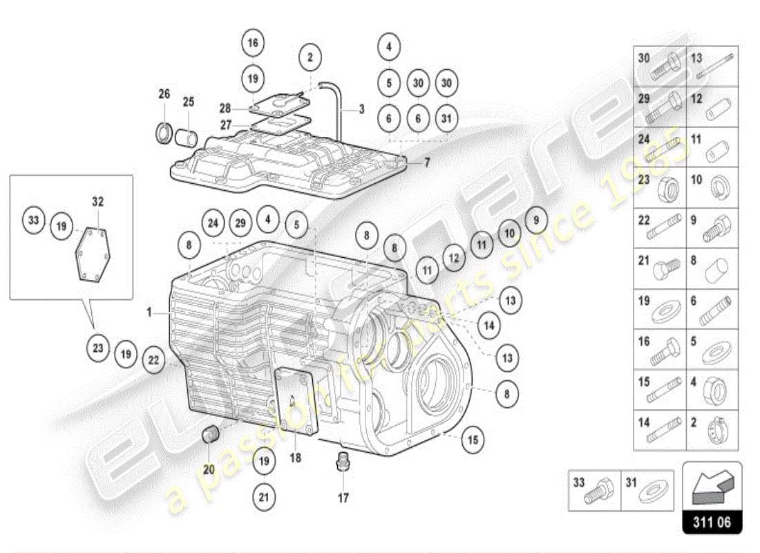 lamborghini diablo vt (1996) caja de cambios diagrama de piezas