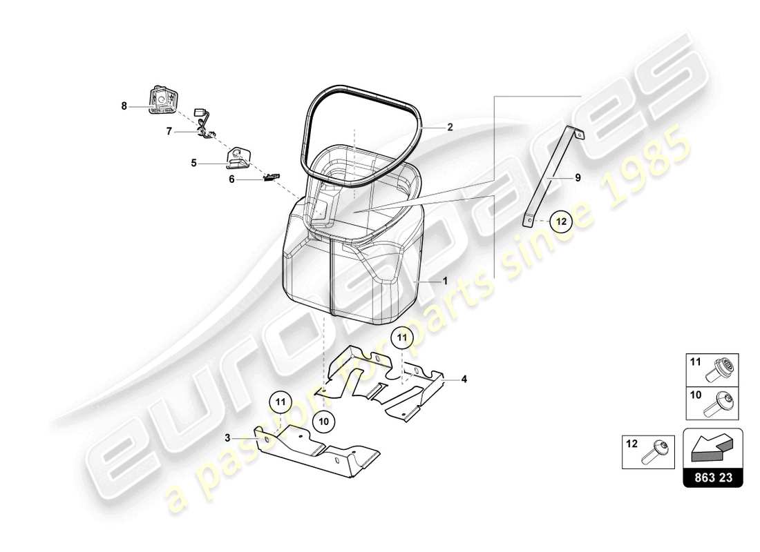 lamborghini countach lpi 800-4 (2022) embellecedores para maletero de equipaje diagrama de piezas