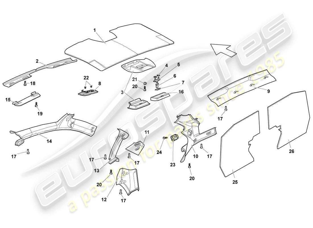 lamborghini lp640 coupe (2009) absorbentes de sonido diagrama de piezas