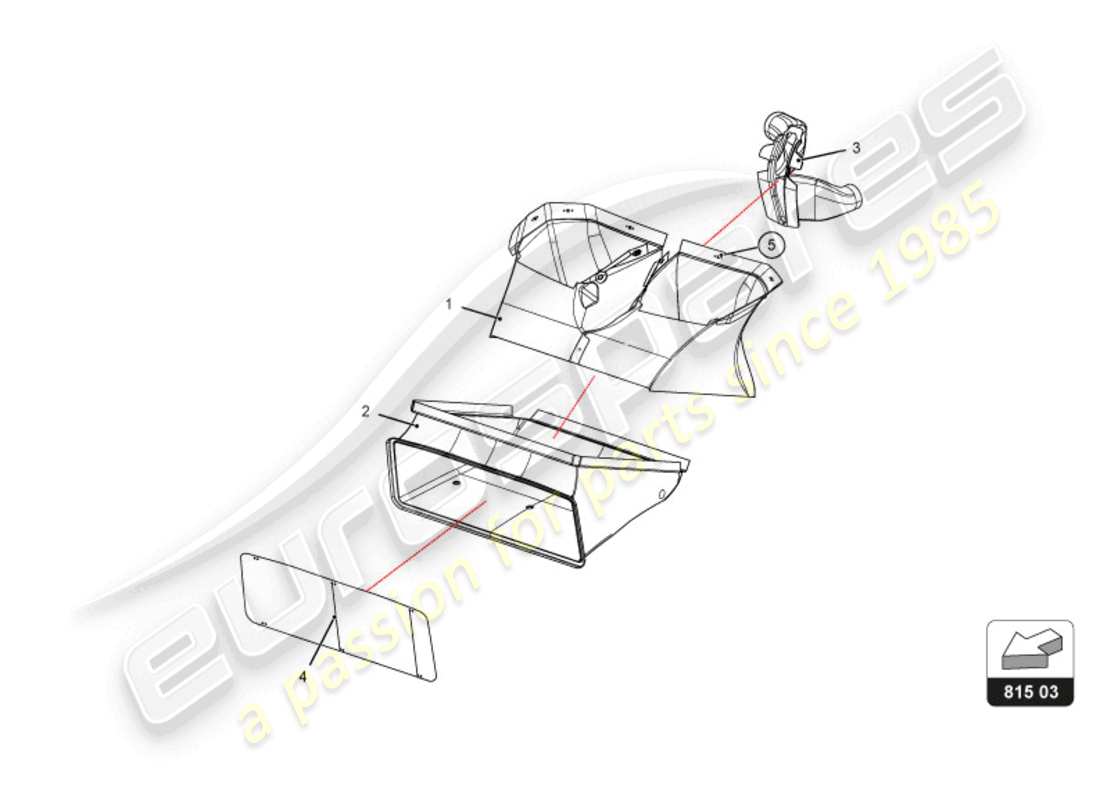lamborghini super trofeo evo 2 (2022) diagrama de piezas del conducto de aire delantero