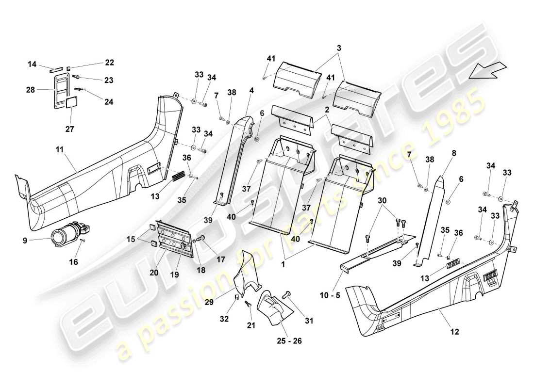 lamborghini lp670-4 sv (2010) adorno del pilar diagrama de piezas