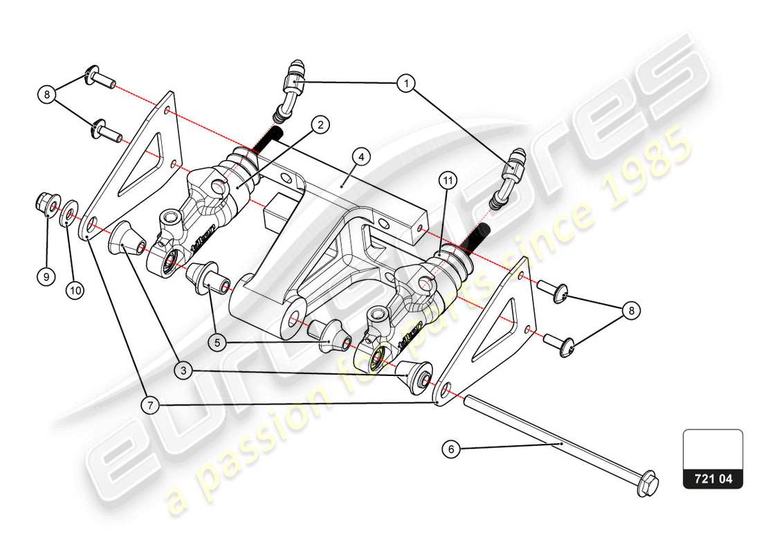 lamborghini super trofeo evo 2 (2022) diagrama de piezas del conjunto de la caja de pedales