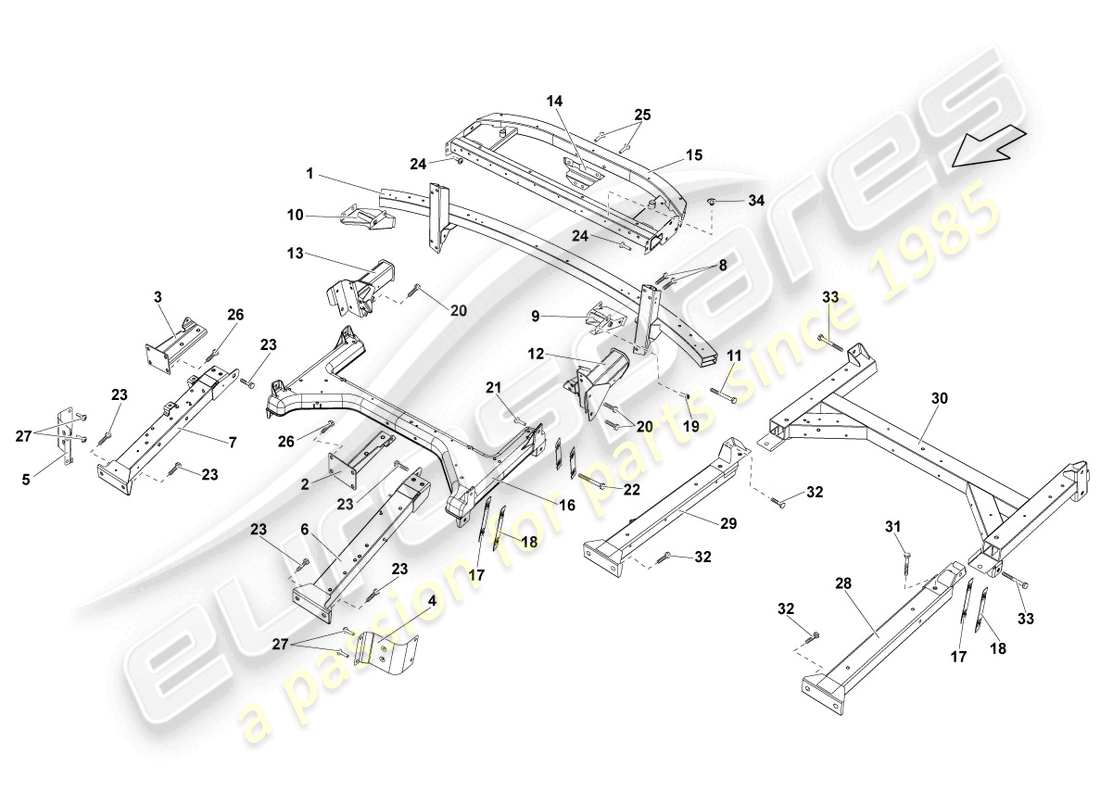 lamborghini blancpain sts (2013) lateral parte trasera diagrama de pieza trasero