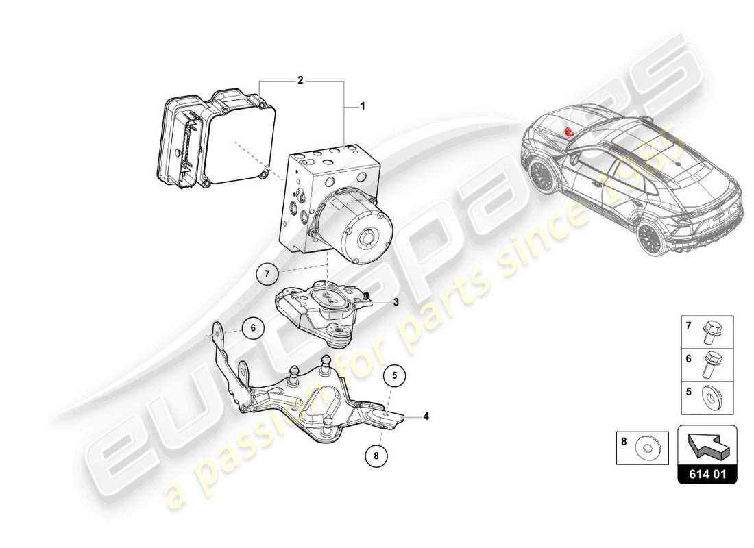 lamborghini urus s (2024) unidad abs con unidad de control diagrama de piezas