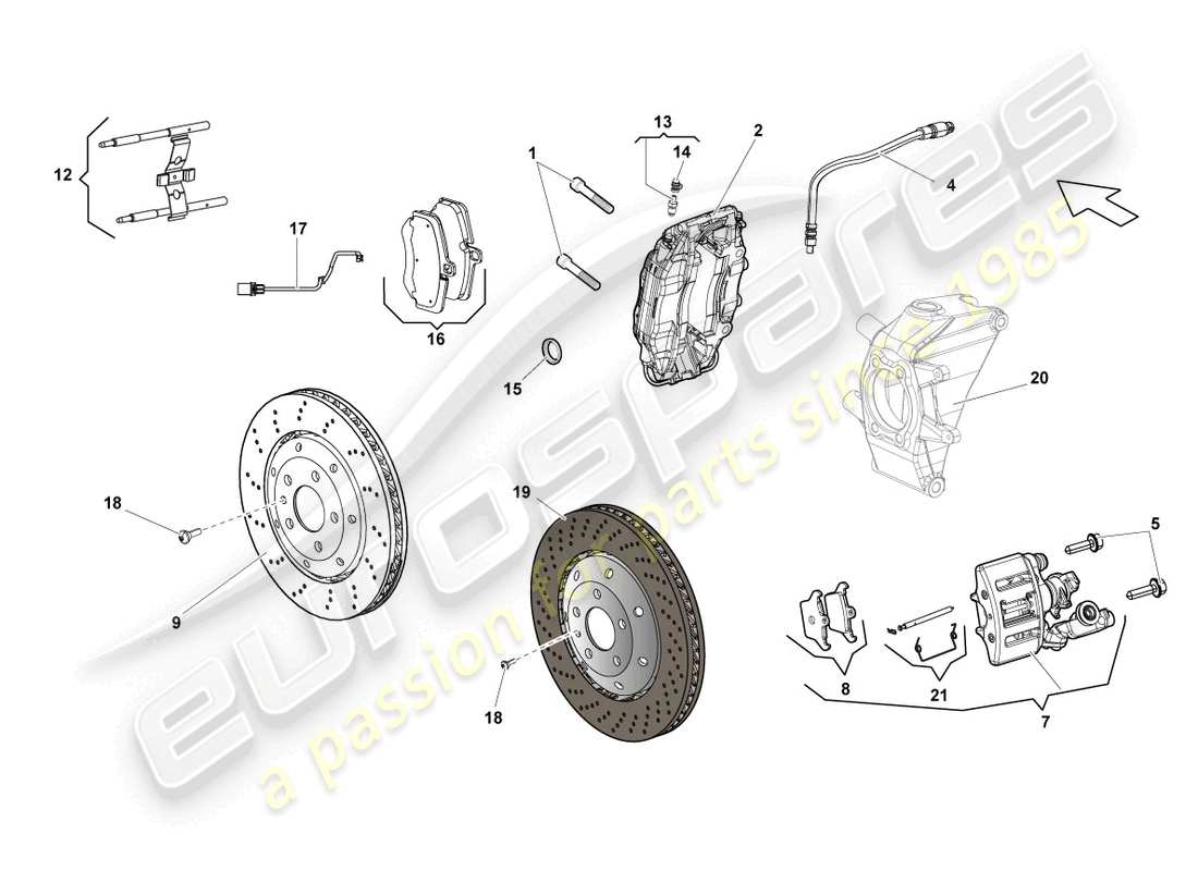 lamborghini blancpain sts (2013) freno de disco trasero diagrama de piezas