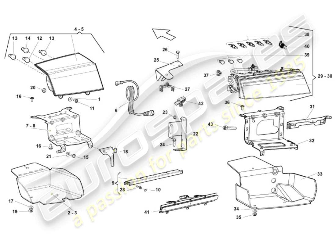 lamborghini blancpain sts (2013) diagrama de piezas de la luz trasera