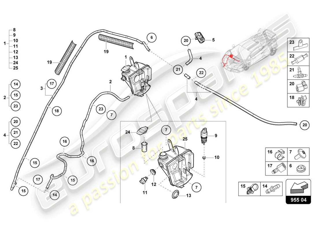 lamborghini sto (2023) sistema arandela diagrama de piezas