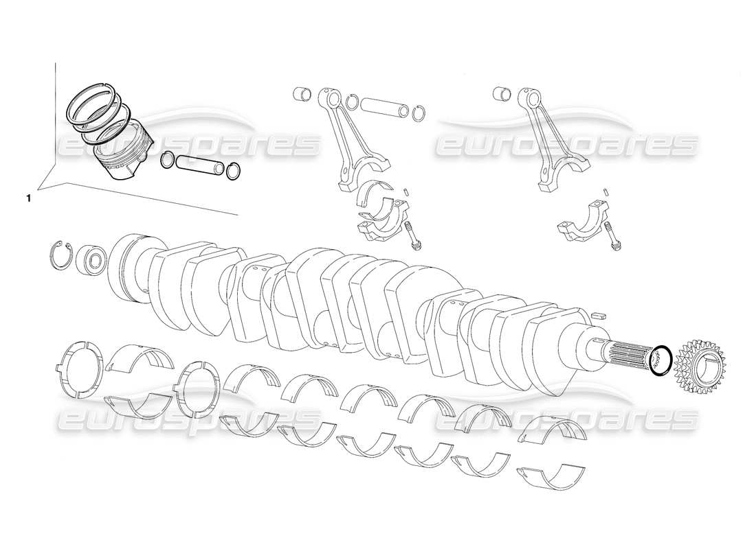 lamborghini diablo sv (1997) diagrama de piezas de engranajes de cigüeñal (válido para canadá: 1997 de marzo)