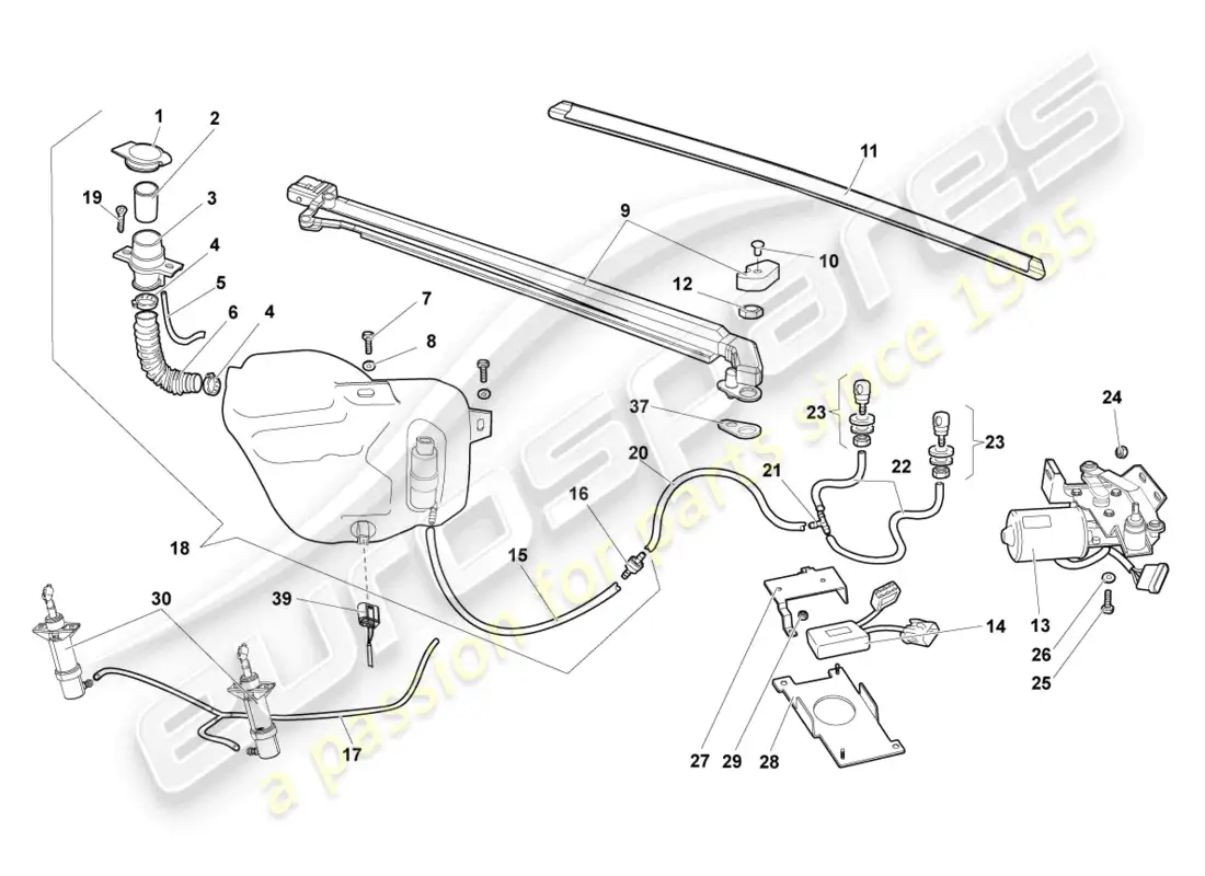 lamborghini murcielago roadster (2005) limpiaparabrisas diagrama de piezas