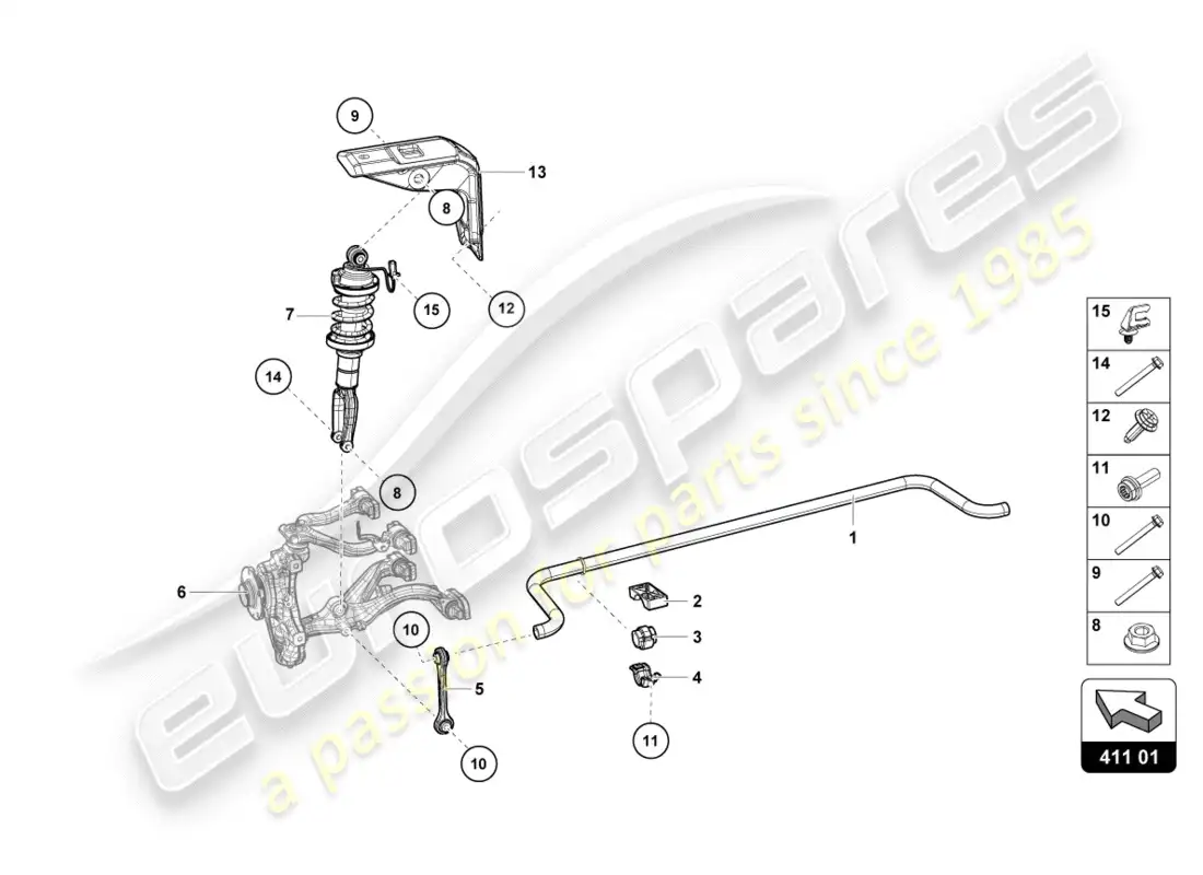 lamborghini lp580-2 coupe (2018) amortiguadores delanteros diagrama de piezas