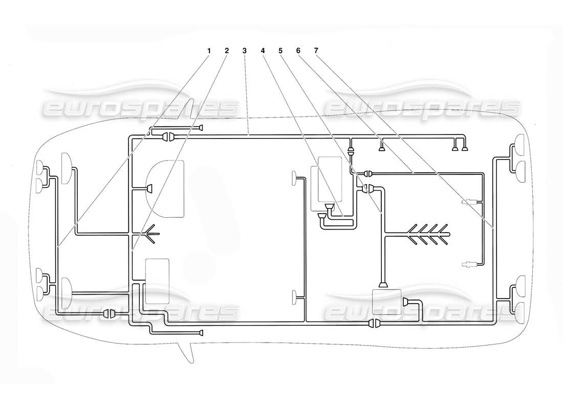 lamborghini diablo (1991) diagrama de piezas del sistema eléctrico (válido para la versión gb: 1991 de octubre)