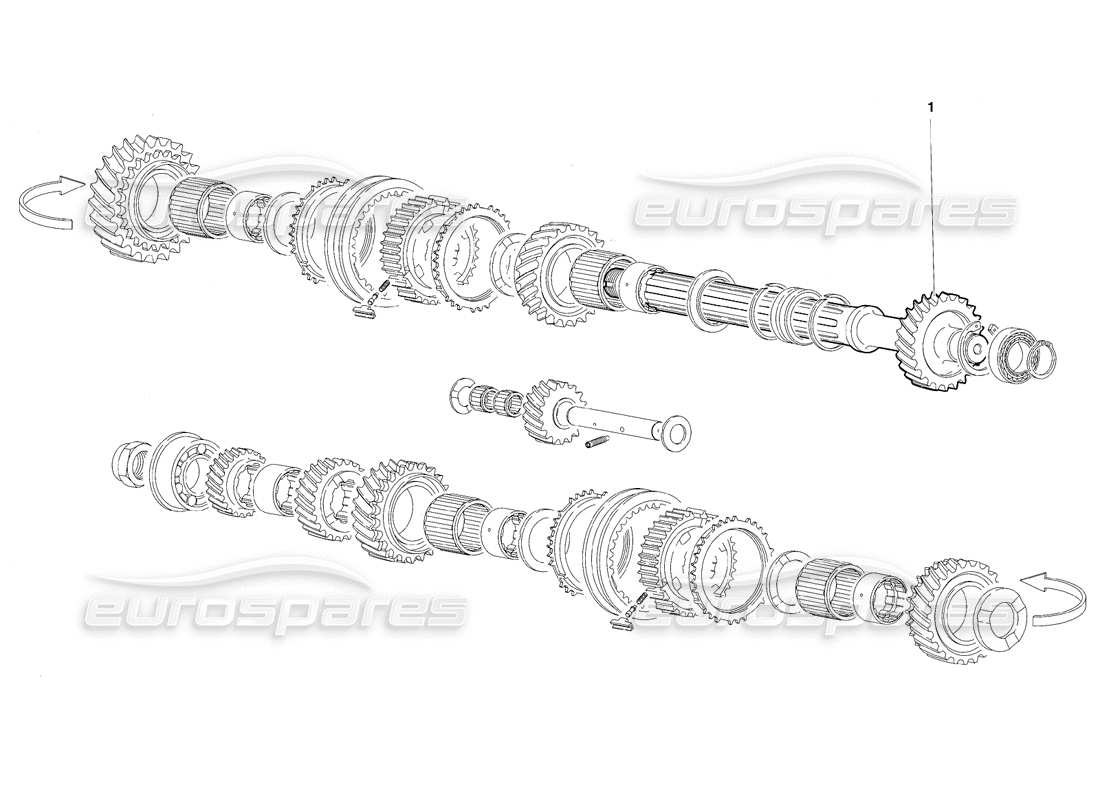 lamborghini diablo sv (1997) diagrama de piezas de engranajes de eje impulsado (válido para canadá: 1997 de marzo)