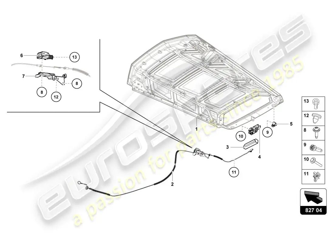lamborghini lp600-4 zhong coupe (2016) palanca de liberación diagrama de piezas