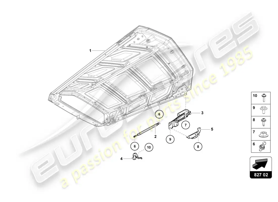 lamborghini lp610-4 coupe (2016) engine cover with insp. cover diagrama de piezas