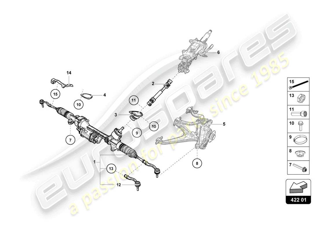 lamborghini evo spyder (2021) diagrama de piezas de la dirección asistida