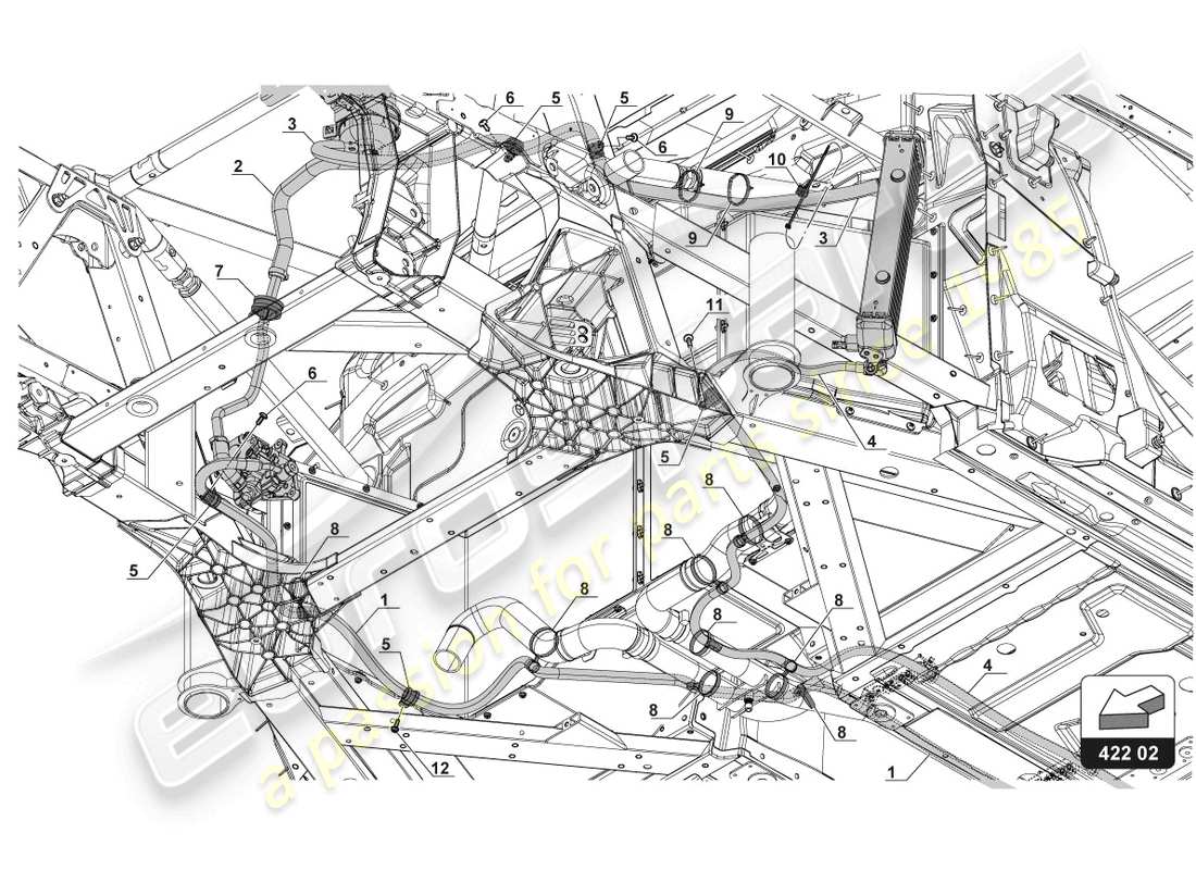 lamborghini gt3 (2017) diagrama de piezas de flujo de alta presión