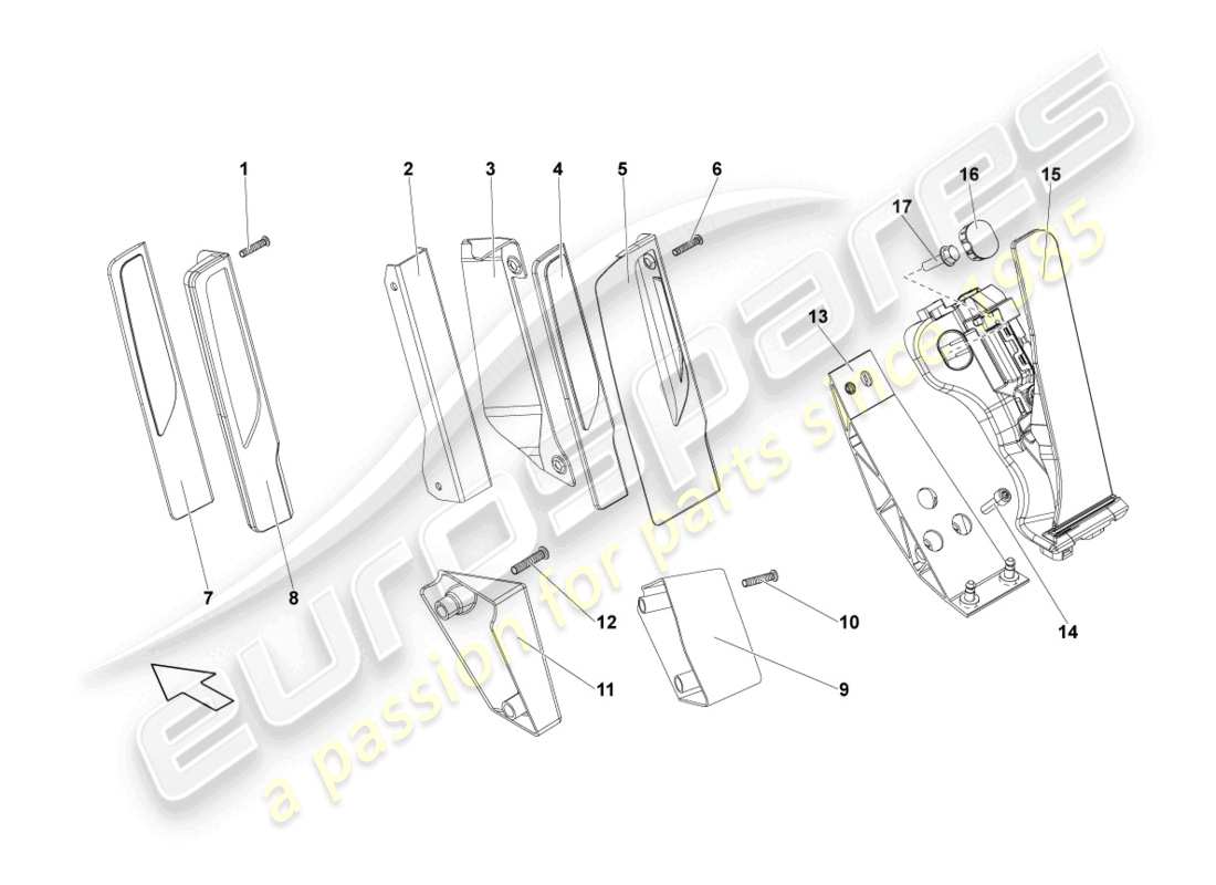 lamborghini lp550-2 spyder (2012) pedal acelerador diagrama de piezas