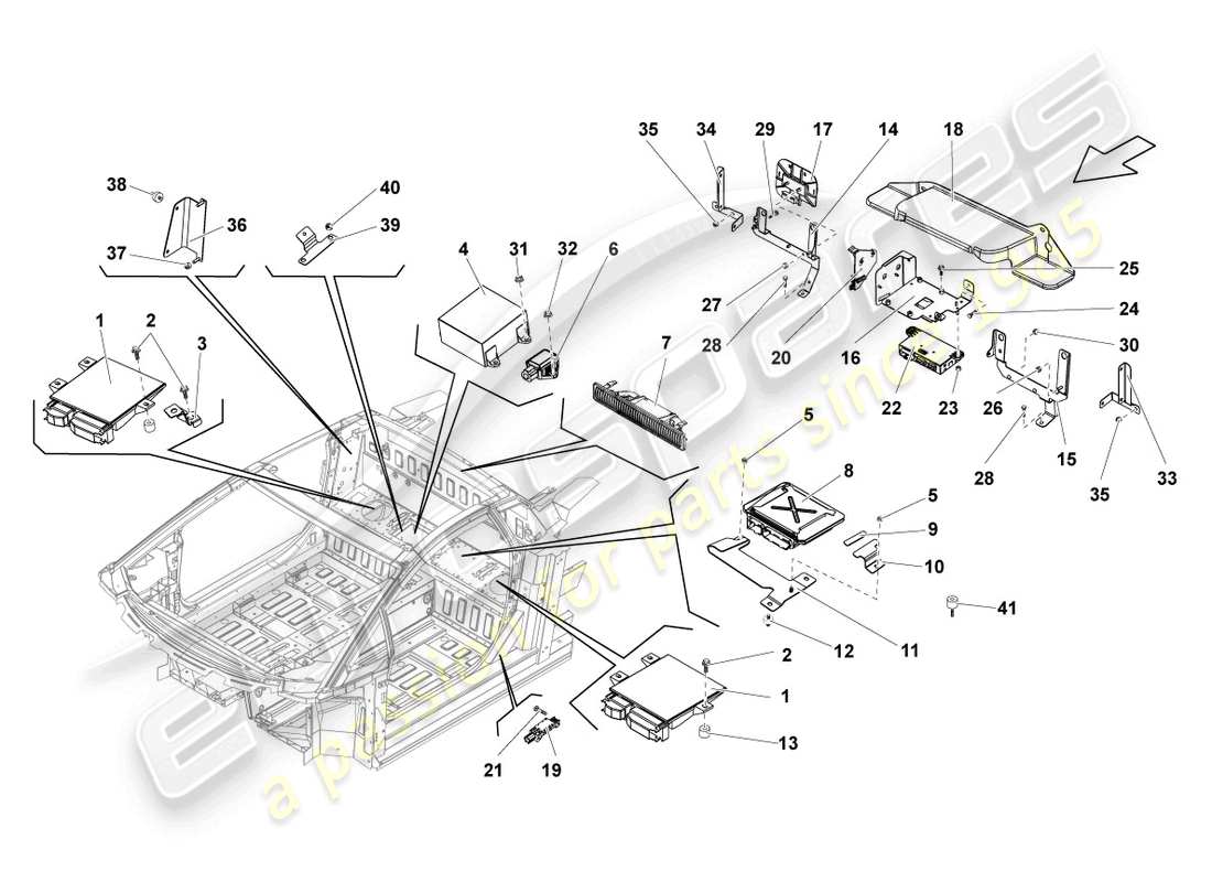 lamborghini gallardo coupe (2004) diagrama de piezas de la unidad de control del motor