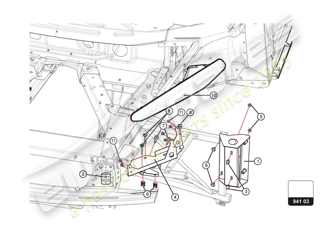 lamborghini super trofeo evo 2 (2022) diagrama de piezas de las luces delanteras