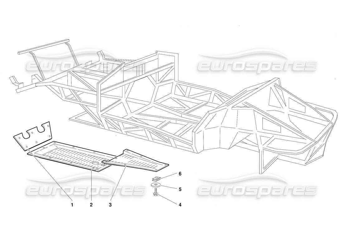 lamborghini diablo (1991) elementos del marco (válido para la versión de suiza: 1991 de octubre) diagrama de piezas