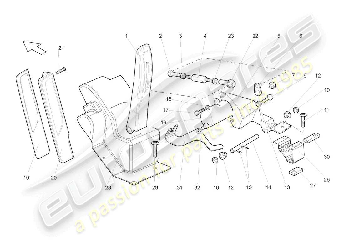 lamborghini gallardo coupe (2007) pedal del acelerador lhd diagrama de piezas