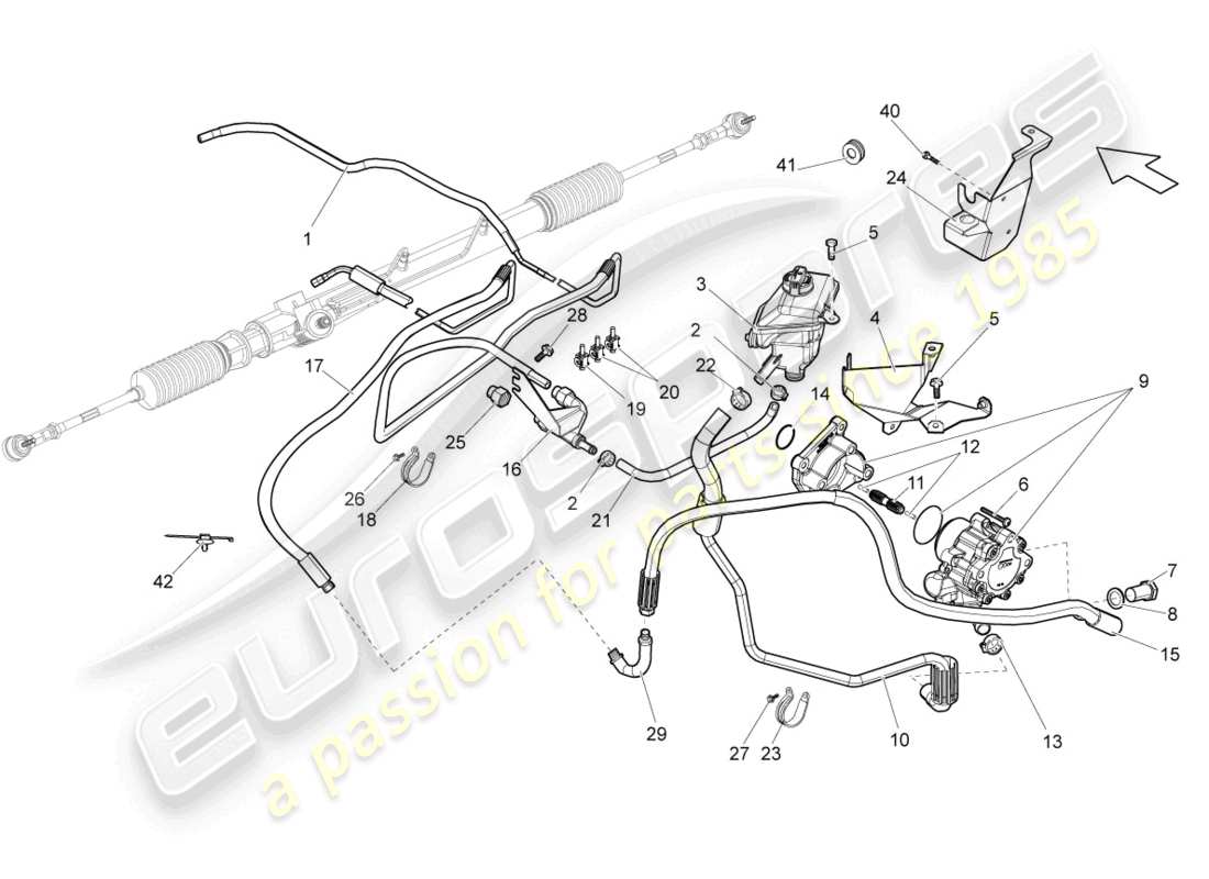 lamborghini gallardo spyder (2007) diagrama de piezas del mecanismo de dirección
