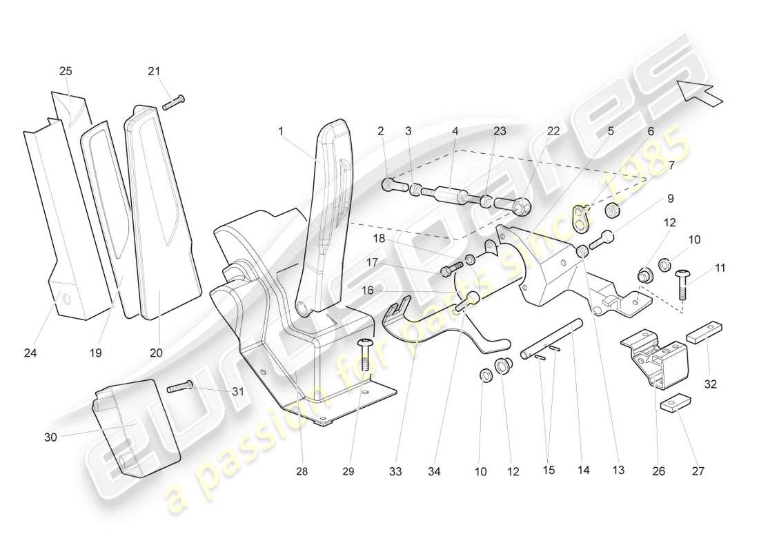 lamborghini gallardo spyder (2007) pedal acelerador diagrama de piezas
