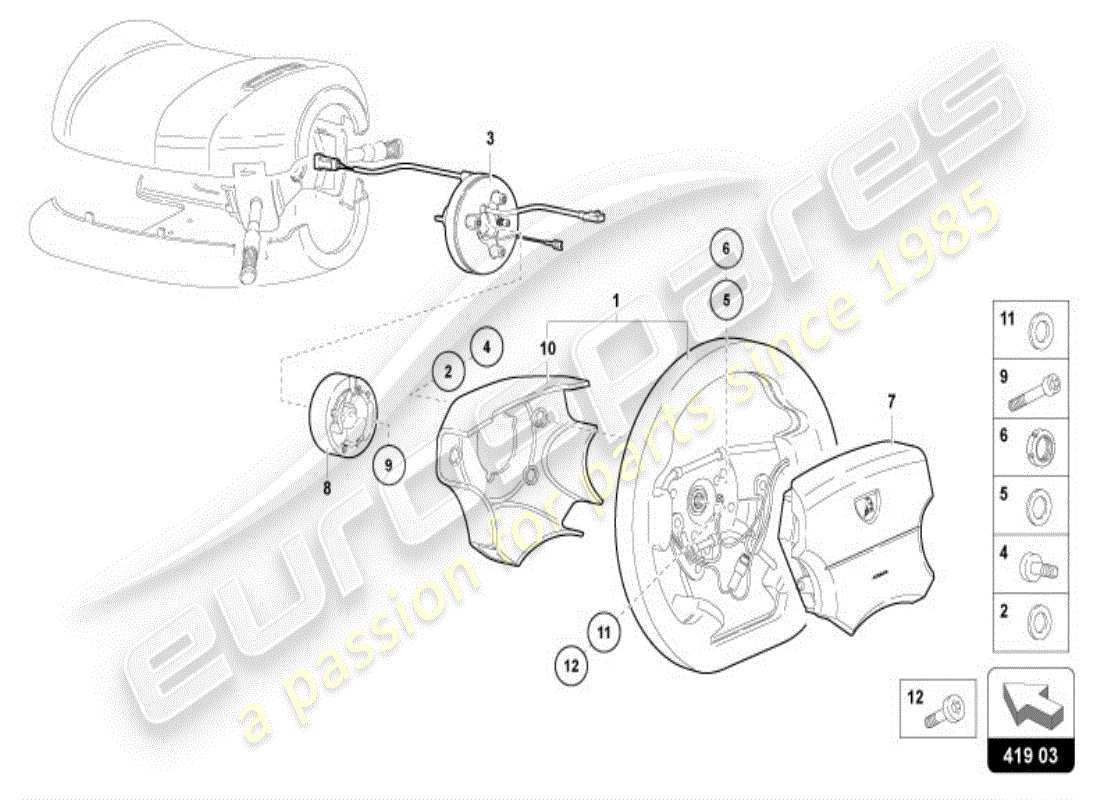 lamborghini diablo vt (1998) volante diagrama de piezas