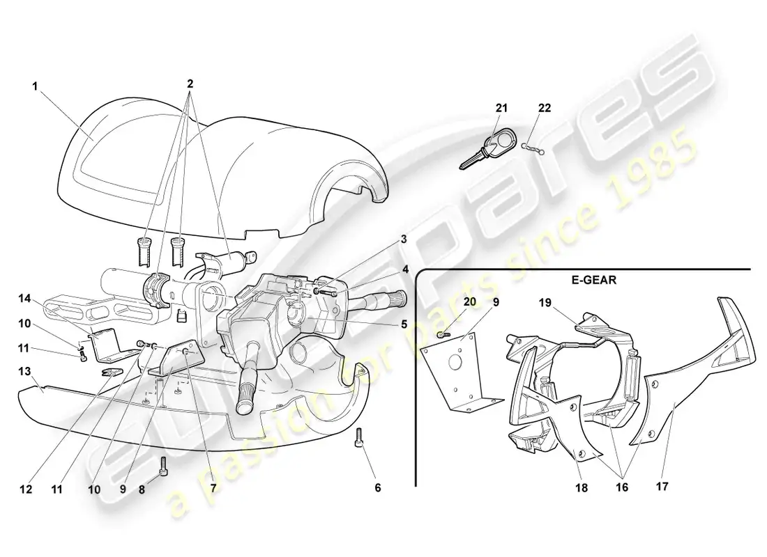 lamborghini murcielago coupe (2002) dirección col. interruptor combinado diagrama de piezas