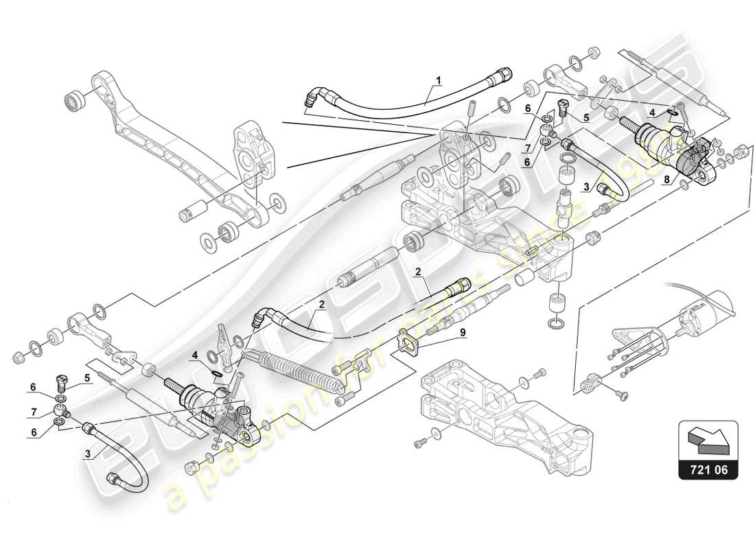 lamborghini gt3 evo (2018) mecanismo del pedal diagrama de piezas