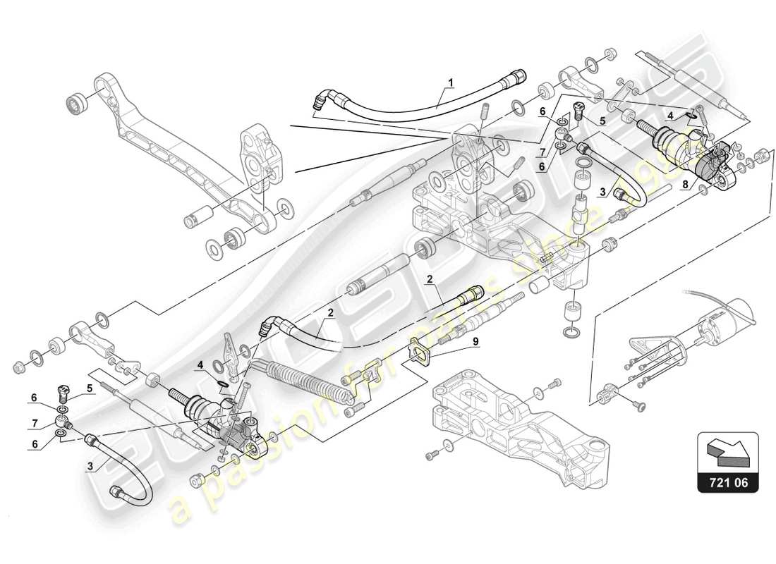 lamborghini gt3 (2017) mecanismo del pedal diagrama de piezas