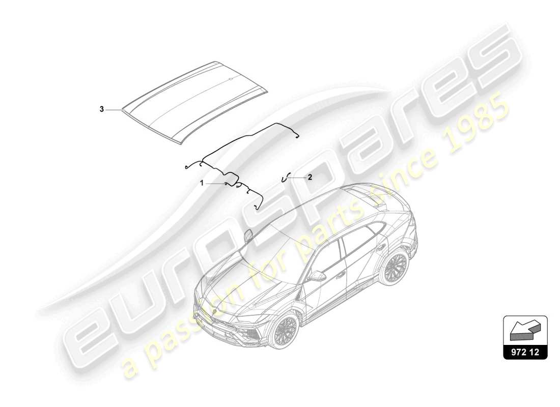 lamborghini urus (2022) diagrama de piezas del arnés de cableado del techo