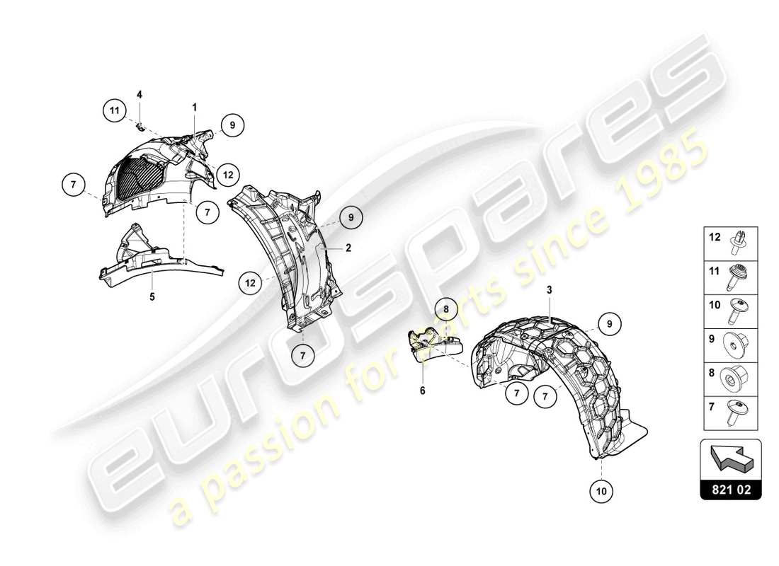 lamborghini urus s (2024) diagrama de piezas del revestimiento de la rueda