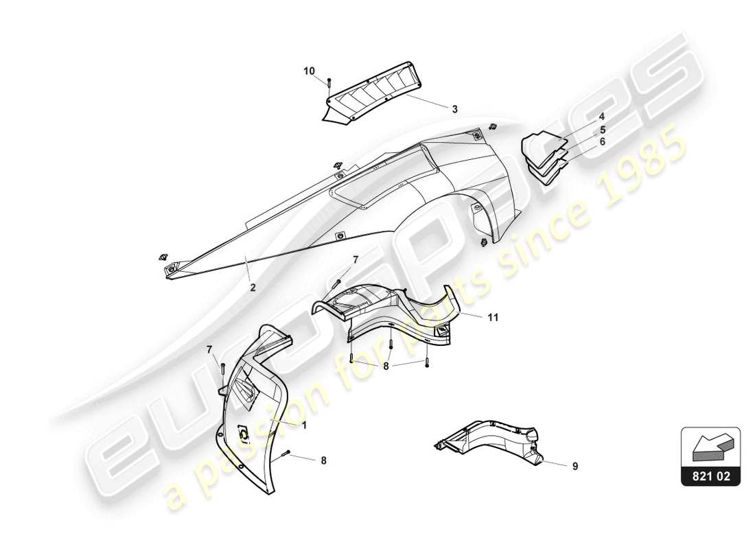 lamborghini gt3 (2017) esquema de piezas carrocería lateral delantera