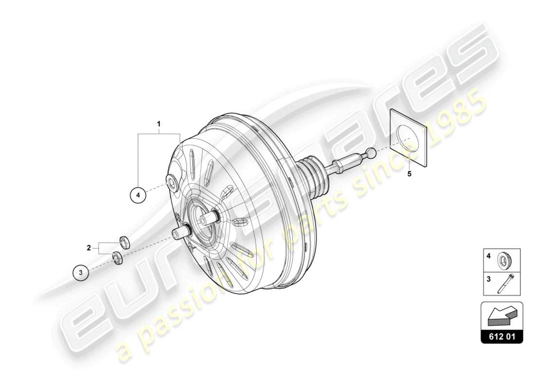 lamborghini urus s (2024) diagrama de piezas del servo freno
