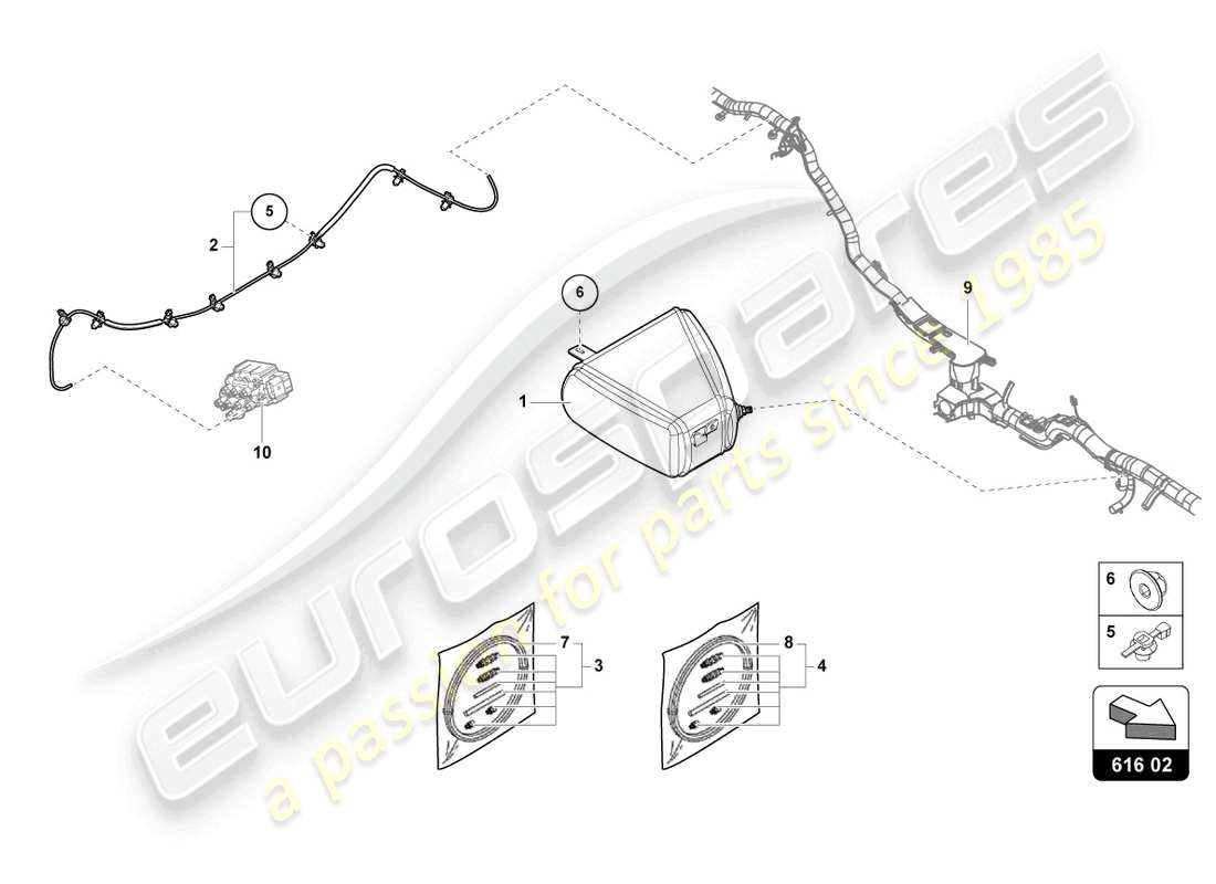lamborghini urus s (2024) dispositivo de elevación diagrama de piezas