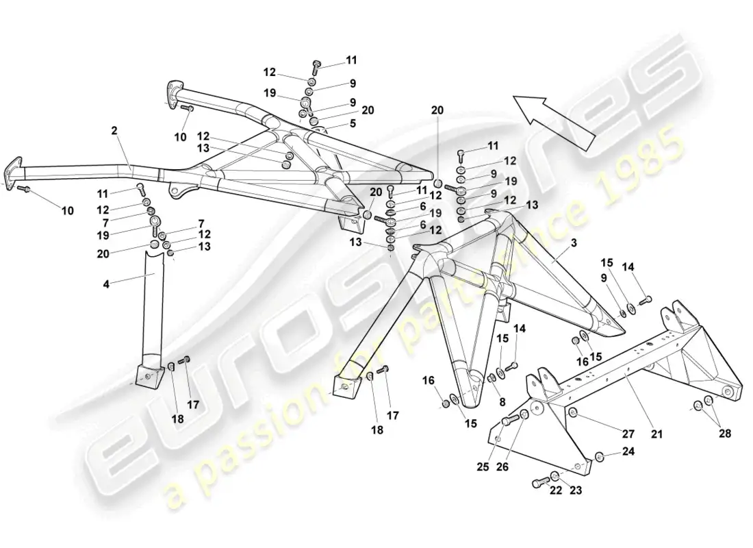 lamborghini murcielago roadster (2005) marco diagrama de piezas