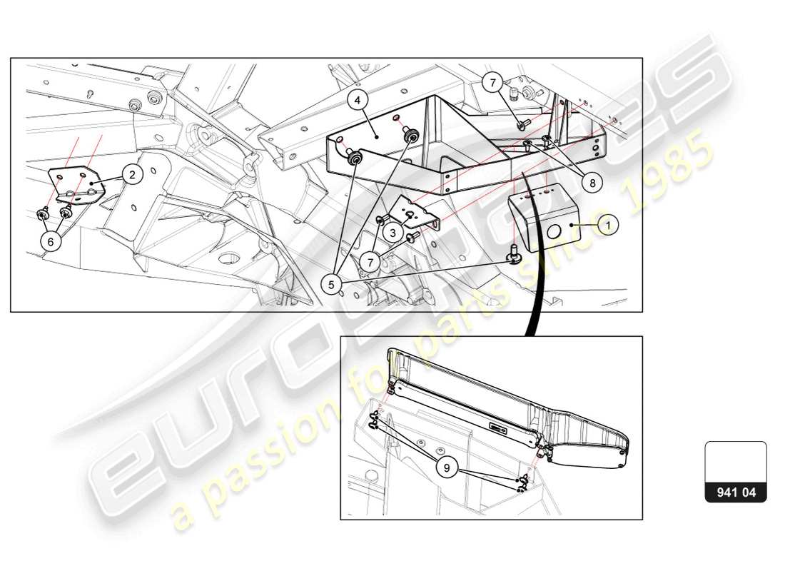 lamborghini super trofeo evo 2 (2022) diagrama de piezas de las luces traseras