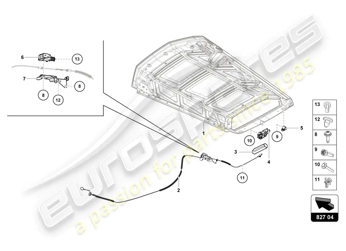 lamborghini lp610-4 coupe (2016) palanca de liberación diagrama de piezas