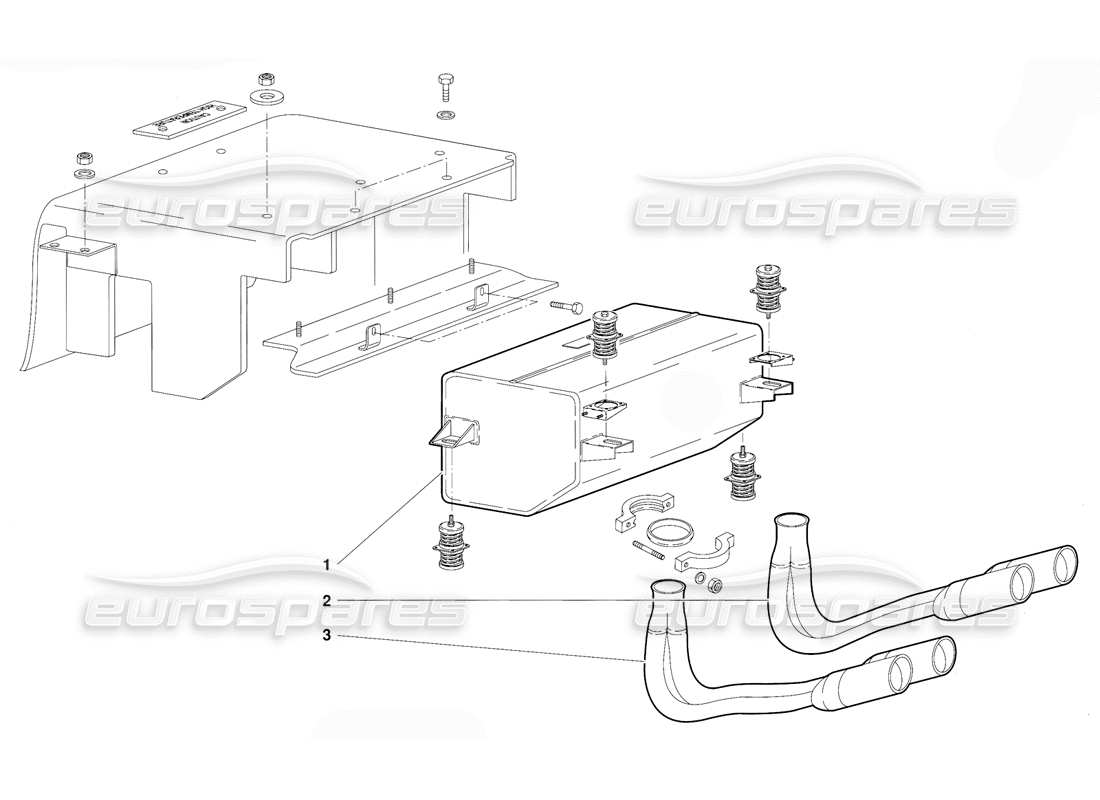 lamborghini diablo (1991) diagrama de piezas del sistema de escape (válido para la versión de suiza: 1991 de octubre)