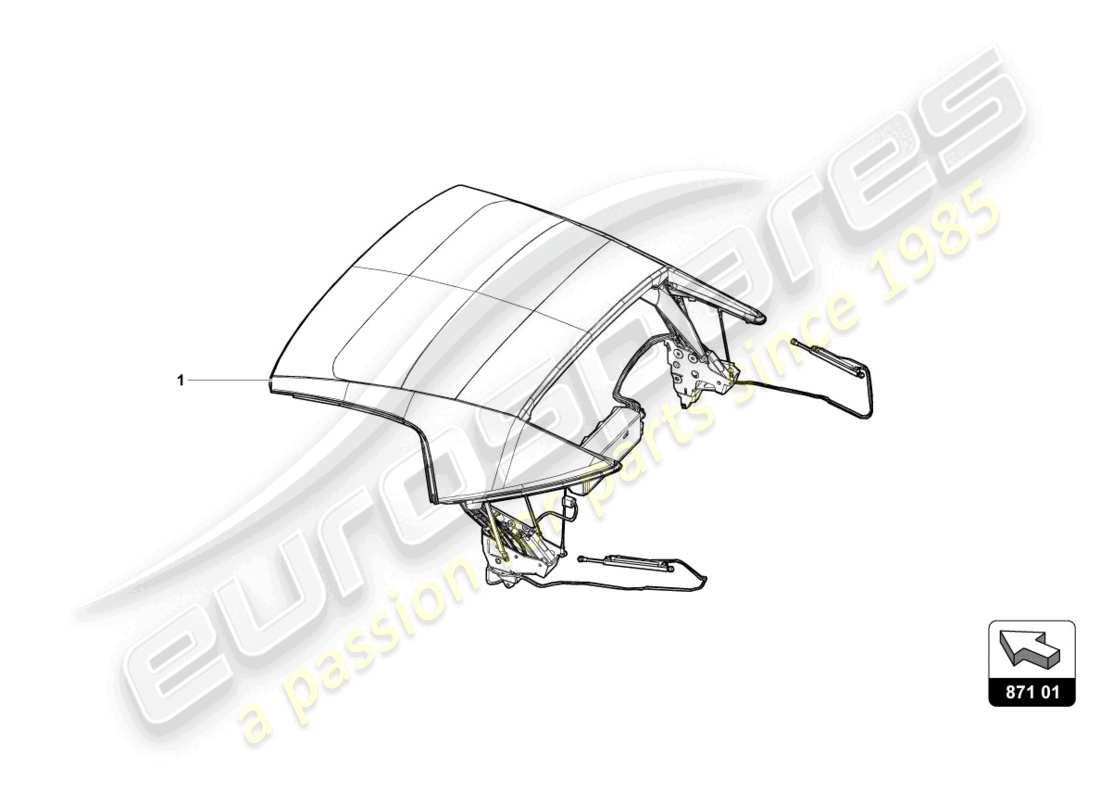 lamborghini evo spyder (2024) diagrama de piezas del techo cabrio