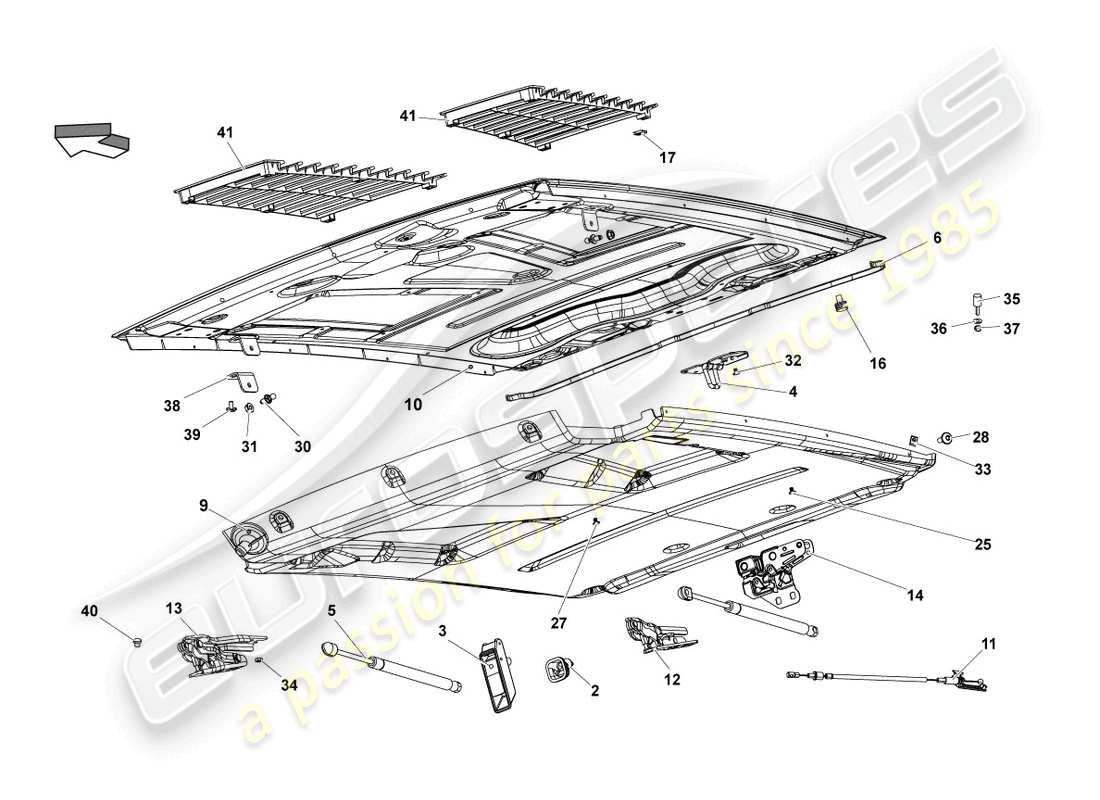 lamborghini lp550-2 coupe (2012) diagrama de piezas de la tapa trasera
