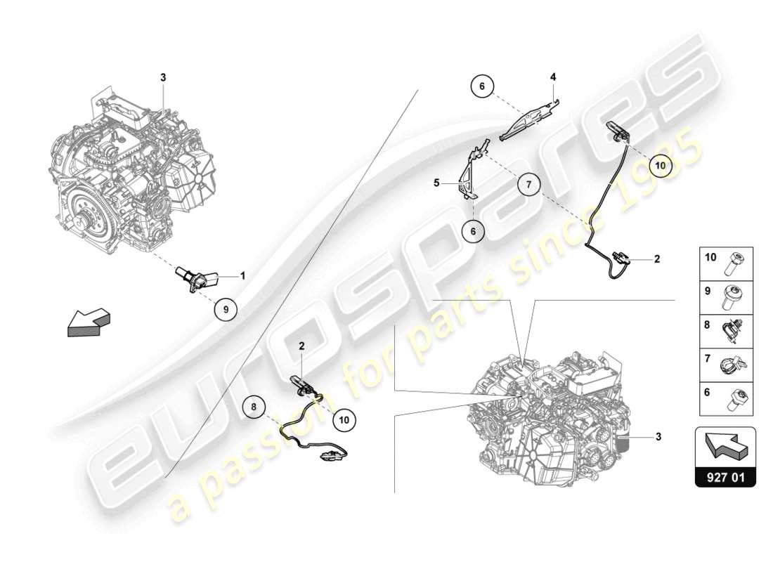 lamborghini 2023 (evo coupe) sensor de velocidad con sensor de temperatura diagrama de piezas