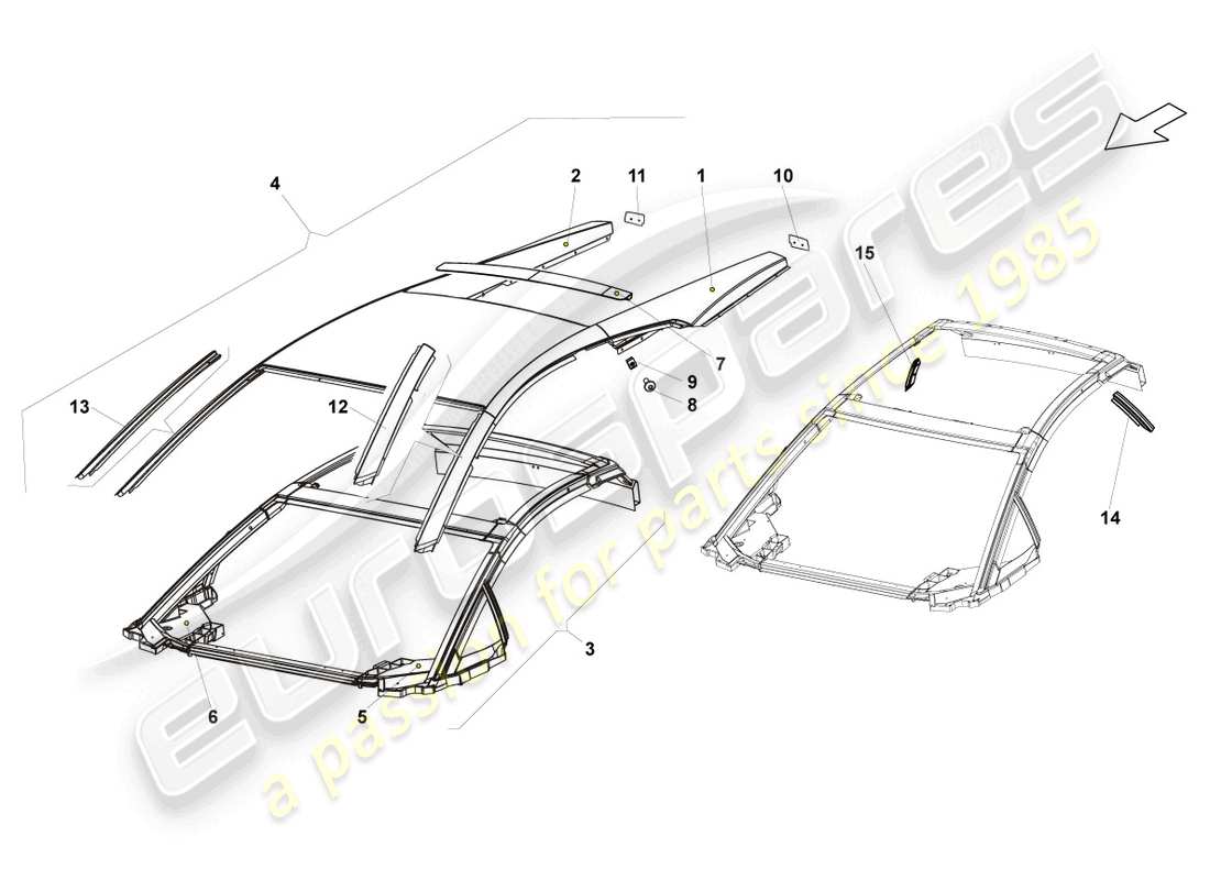 lamborghini lp560-4 coupe (2014) techo diagrama de piezas