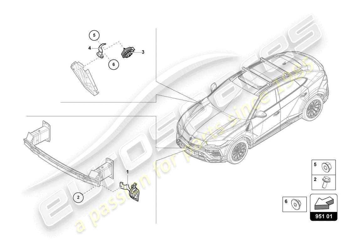 lamborghini urus performante (2024) diagrama de piezas de la bocina de señal