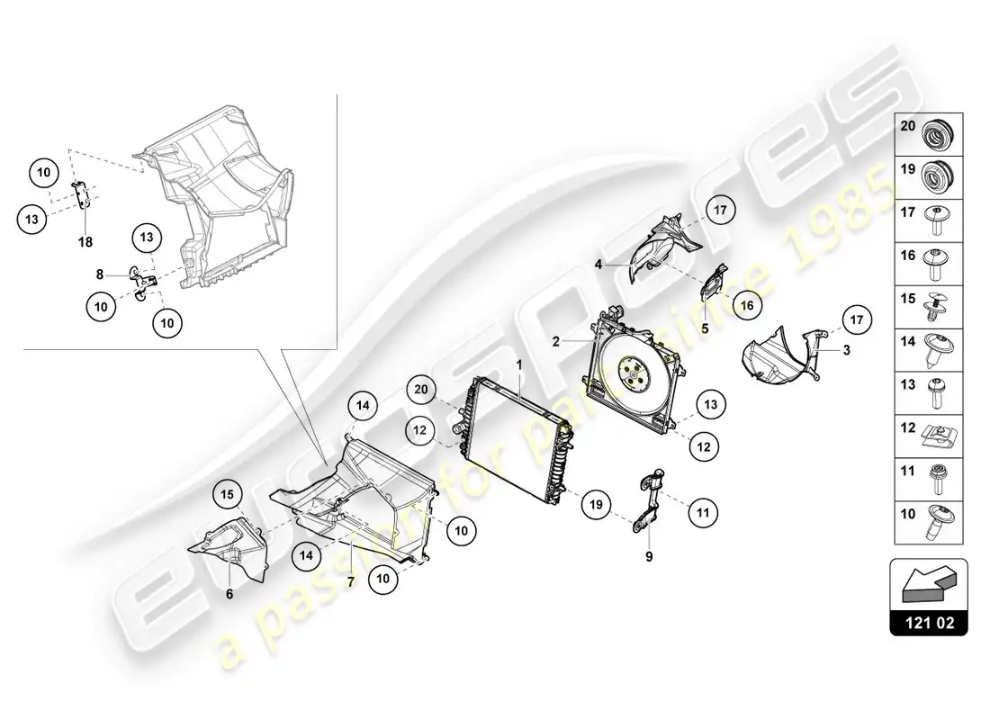 lamborghini lp580-2 coupe (2016) enfriador para refrigerante diagrama de piezas