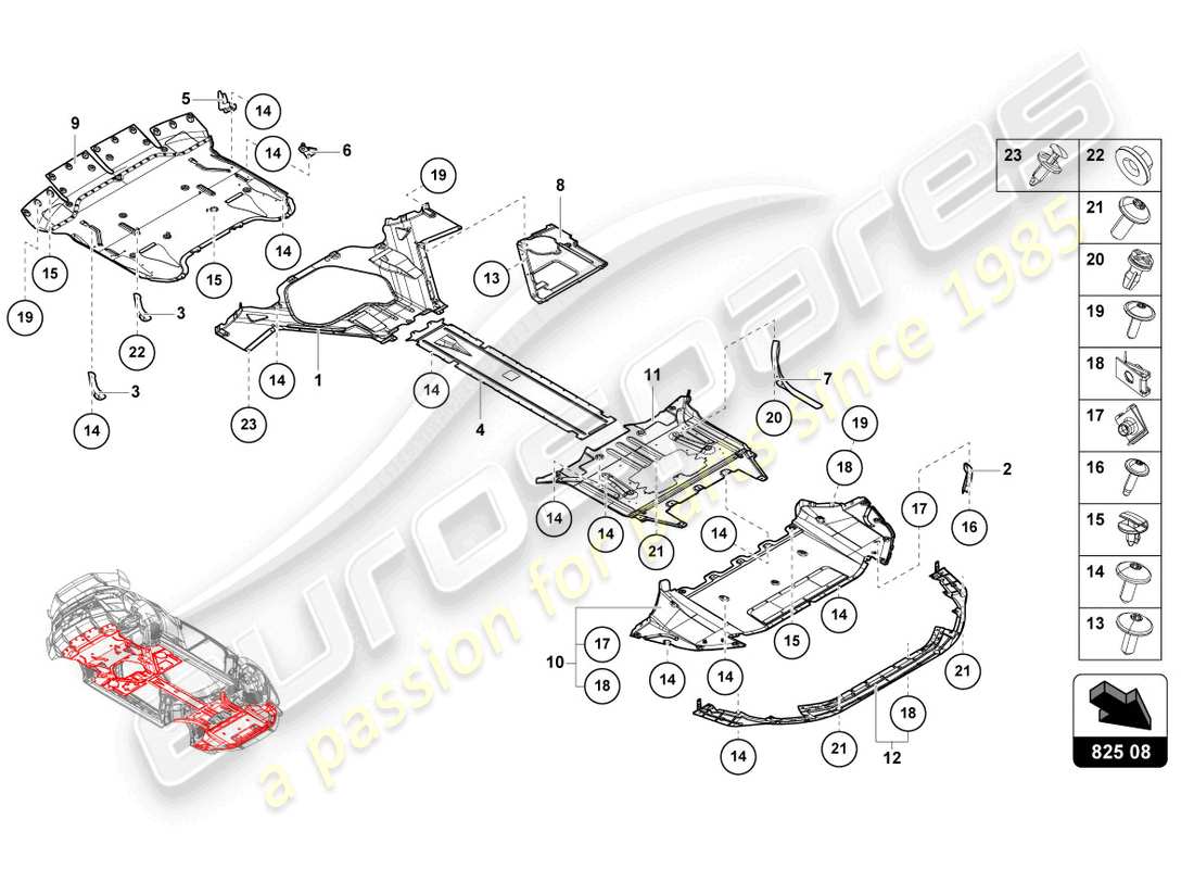 lamborghini 2023 (sto) panel de embellecedor para la sección inferior del marco diagrama de piezas