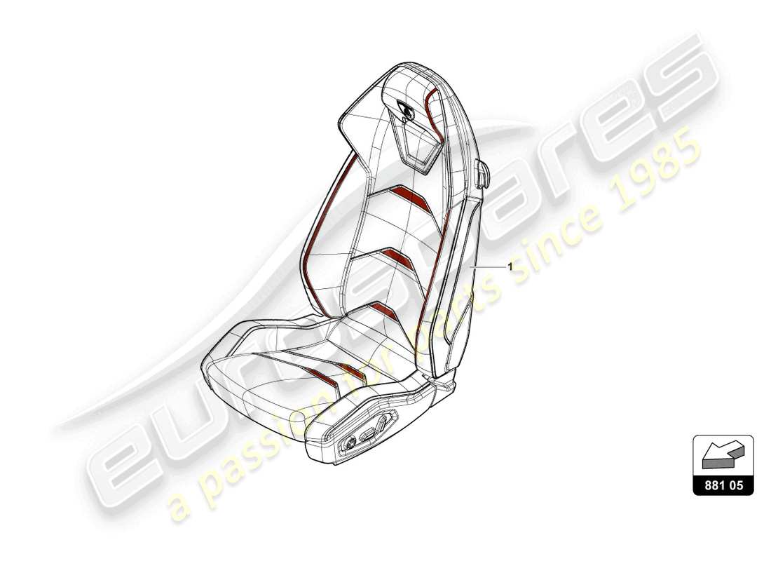 lamborghini evo coupe (2023) diagrama de piezas del asiento 'evo trim'